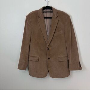 Stafford Mens Corduroy Blazer Jacket Size 44R Tan Academia Retro Lined Vent